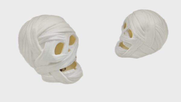 Halloween Ceramic Skull with Gauze Wrap and LED Light - Image 2